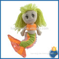 Soft Baby Plush Toys Stuffed Orange Mermaid Doll Beautiful Mermaid with Yellow Hair